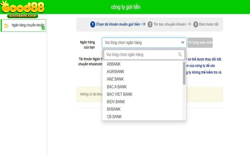  Nạp tiền Good88 qua ngân hàng
